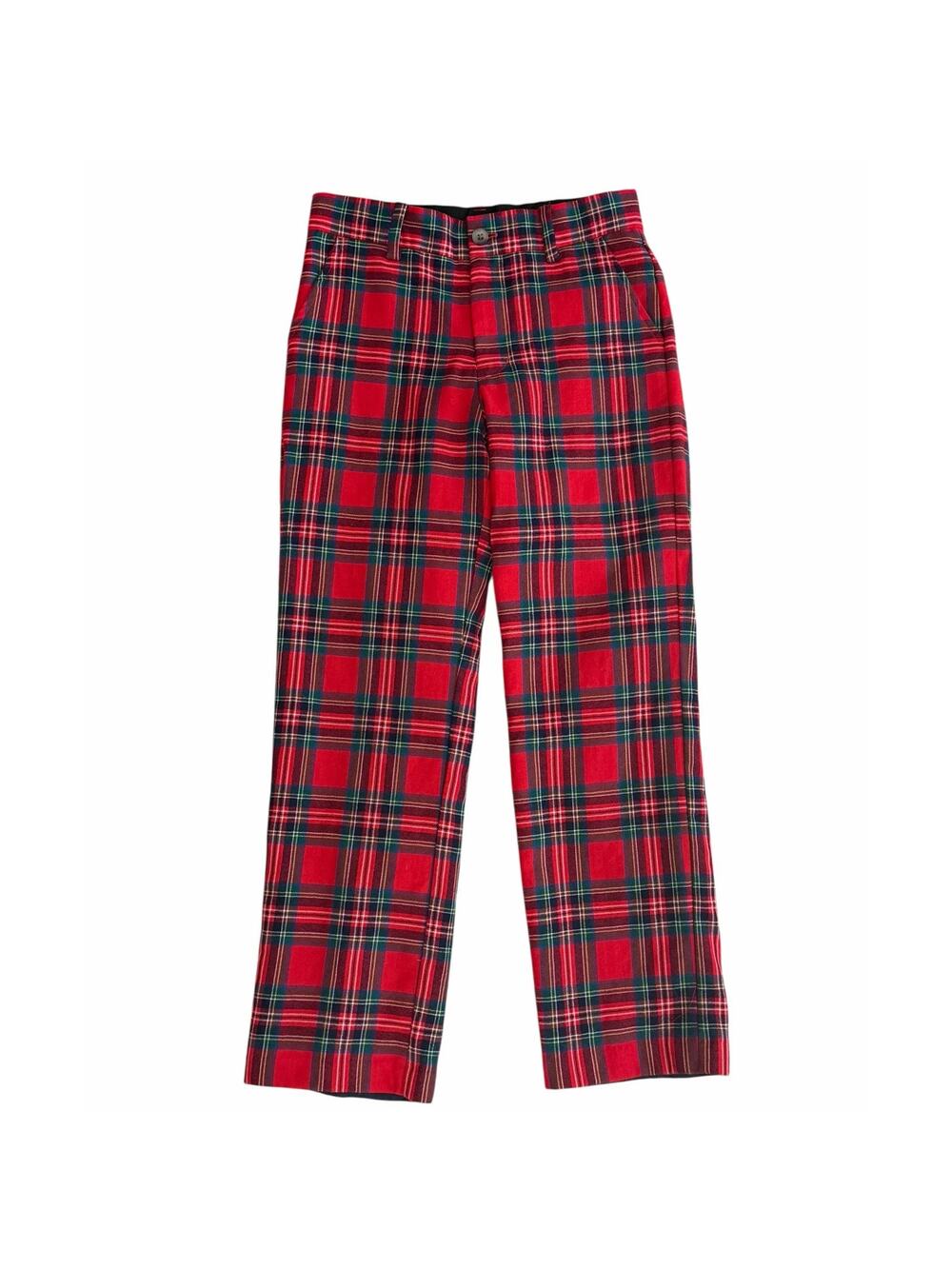 JANIE AND JACK Boys Wool Red Plaid Trousers Size 8